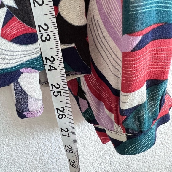 Maeve Anthropologie Cheyenne Blouse Peplum Geometric Brick Navy - Picture 11 of 15